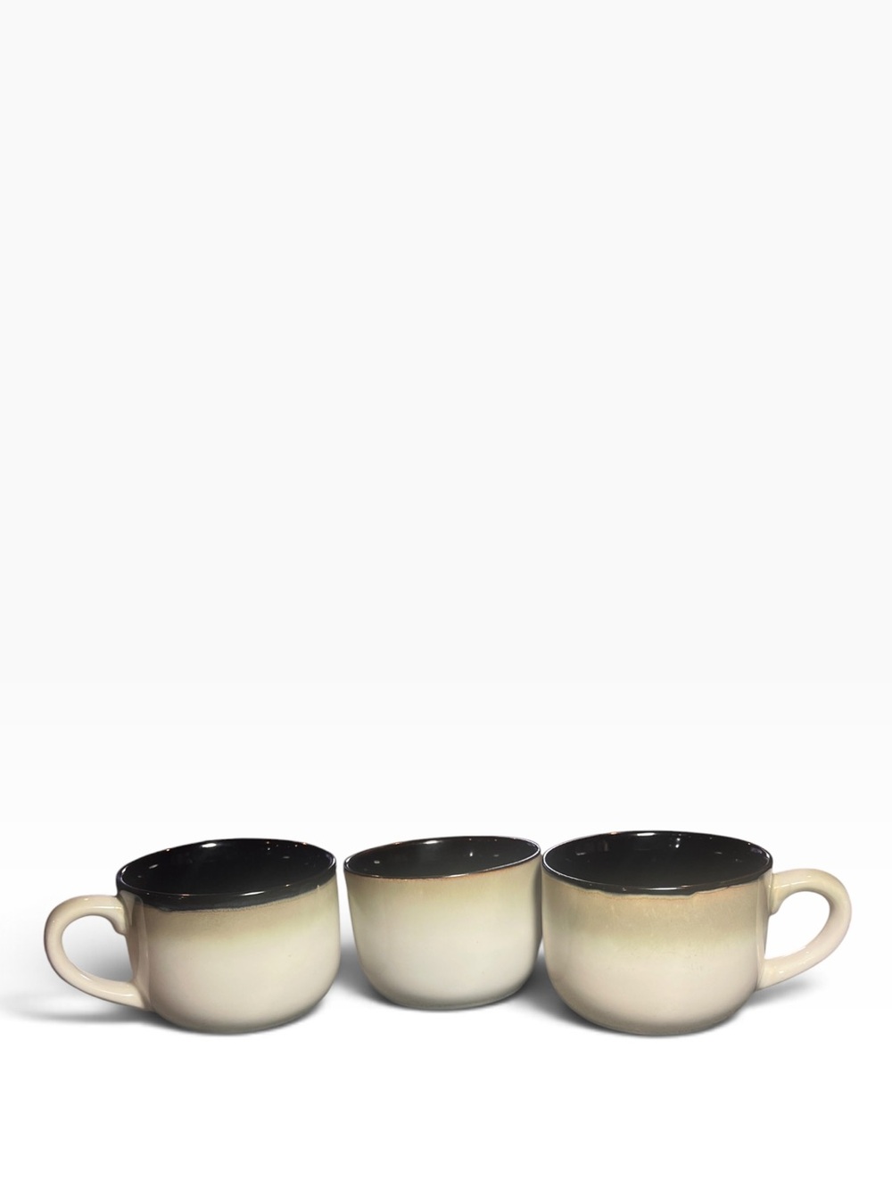 Sango Nova Black Grandmug Set of 3 Mugs Cups